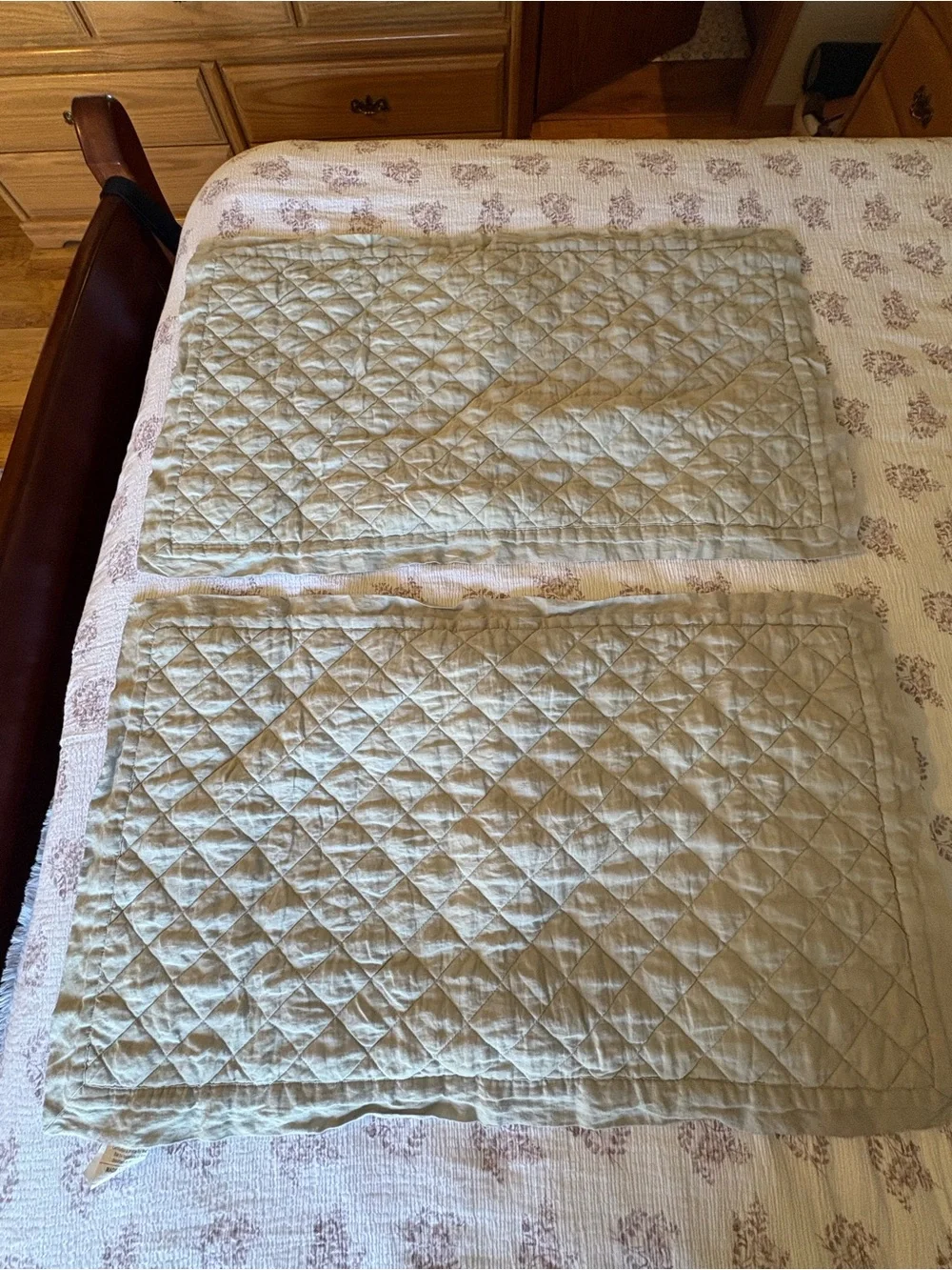 Pottery Barn Belgian Flax Linen Diamond Quilted King Sham- set of two